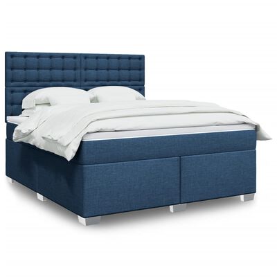 vidaXL Posteľný rám boxspring s matracom modrý 180x200 cm látka