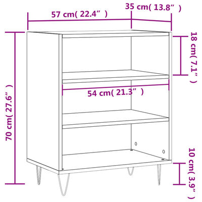 vidaXL Komoda biela 57x35x70 cm kompozitné drevo