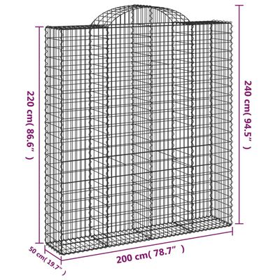 vidaXL Oblúkový gabionový kôš 12ks 200x50x220/240cm pozinkované železo