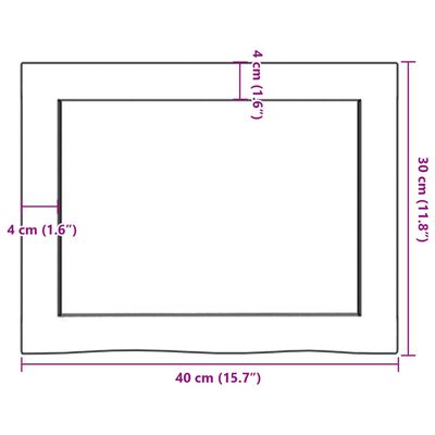 vidaXL Kúpeľňová doska tmavohnedá 40x30x(2-6) cm ošetrený masív