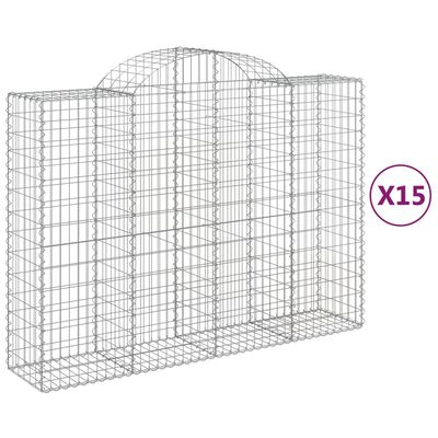 vidaXL Oblúkové gabionové koše 15 ks 200x50x140/160 cm pozink. železo