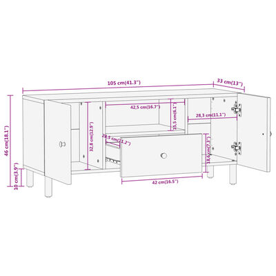 vidaXL TV skrinka 105x33x46 cm akáciový masív