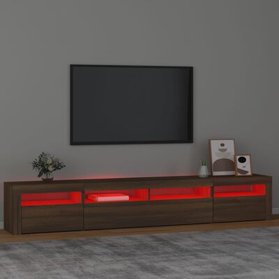 vidaXL TV skrinka s LED svetlami hnedý dub 240x35x40 cm