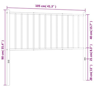 vidaXL Kovové čelo postele biele 100 cm