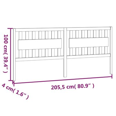 vidaXL Čelo postele biele 205,5x4x100 cm masívna borovica