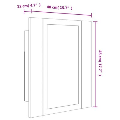 vidaXL LED zrkadlová skrinka sivá sonoma 40x12x45 cm kompozitné drevo