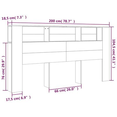 vidaXL Čelo postele so skrinkou dub sonoma 200x18,5x104,5 cm