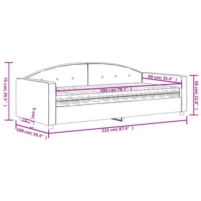 vidaXL Denná posteľ s matracom bledosivá 90x200 cm zamat