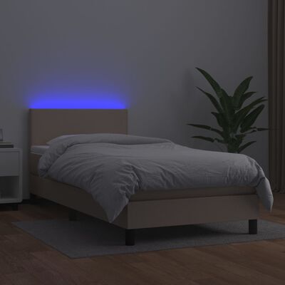 vidaXL Boxspring posteľ matrac a LED kapučínová 80x200cm umelá koža