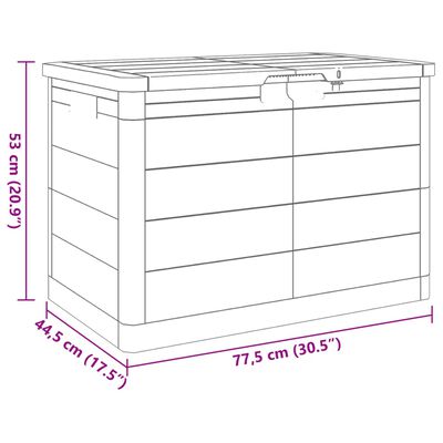 vidaXL Vonkajší box na vankúše hnedý 77,5x44,5x53 cm polypropylén