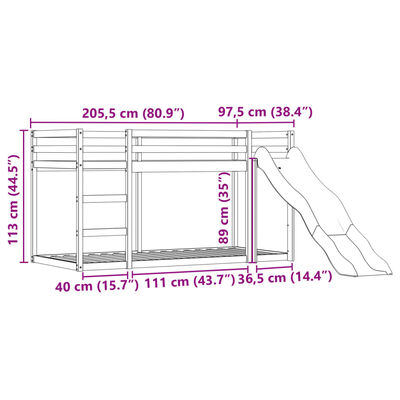 vidaXL Poschodová posteľ šmykľavka a závesy ružová 90x200 cm