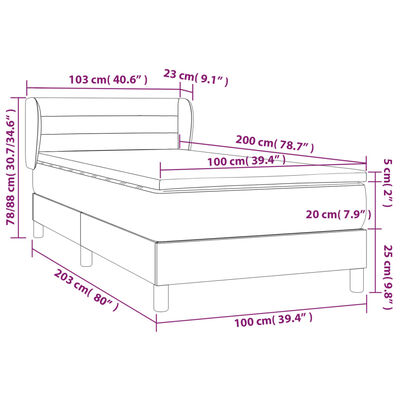 vidaXL Posteľný rám boxspring s matracom čierny 100x200 cm zamat