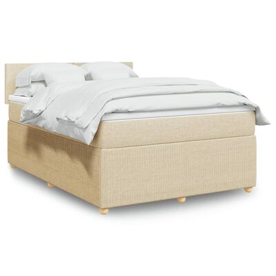 vidaXL Posteľný rám boxspring s matracom krémový 160x200 cm látka