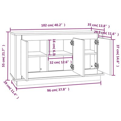 vidaXL Komoda biela 102x35x55 cm spracované drevo