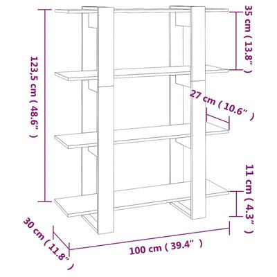 vidaXL Knižnica/deliaca stena lesklá biela 100x30x123,5 cm