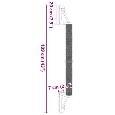 vidaXL Nástenné škrabadlo pre mačky 109 cm sisal