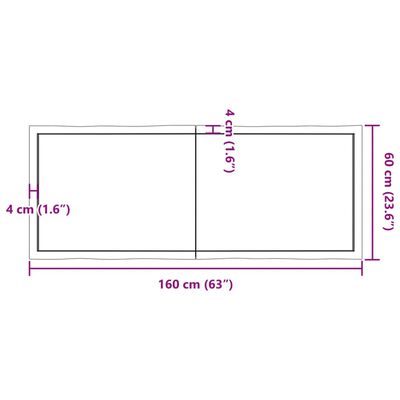 vidaXL Stolová doska tmavohnedá 160x60x(2-6)cm ošetrený masív hrany