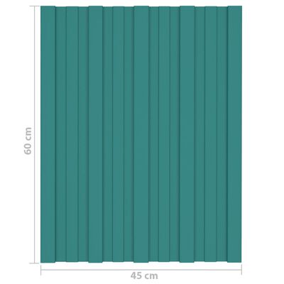 vidaXL Strešné panely 12 ks pozinkovaná oceľ zelené 60x45 cm