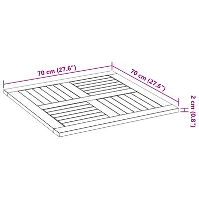 vidaXL Stolová doska 70x70x2 cm štvorec masívna akácia