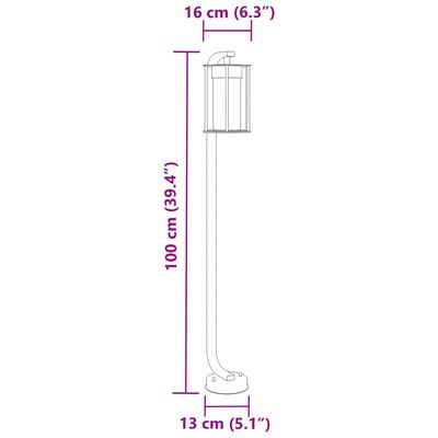 vidaXL Vonkajšie stojace lampy 3 ks čierne 100 cm nehrdzavejúca oceľ