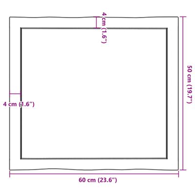 vidaXL Stolová doska tmavohnedá 60x50x(2-4)cm ošetrený masív hrany