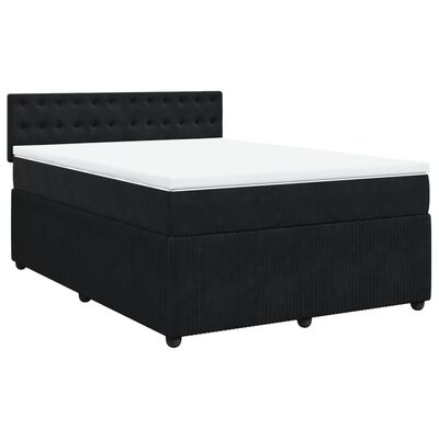 vidaXL Posteľný rám boxspring s matracom čierny 140x190 cm zamat