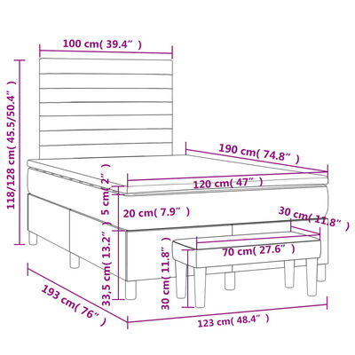 vidaXL Boxspring posteľ s matracom čierna 120x190 cm zamat