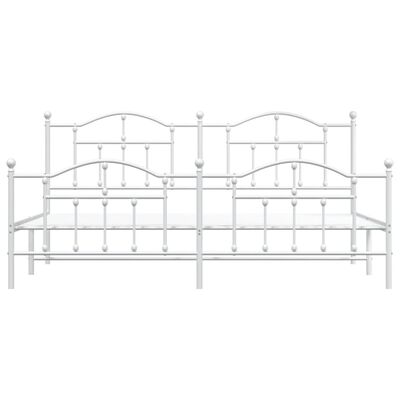 vidaXL Kovový rám postele s čelom a podnožkou biely 200x200 cm