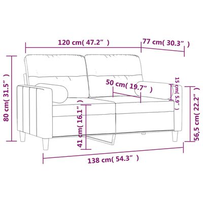 vidaXL 2-miestna pohovka s vankúšmi tmavosivá 120 cm látka