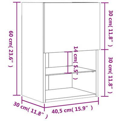 vidaXL TV skrinka s LED svetlami dymový dub 40,5x30x60 cm