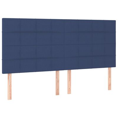 vidaXL Čelo postele s LED modré 180x5x118/128 cm látka