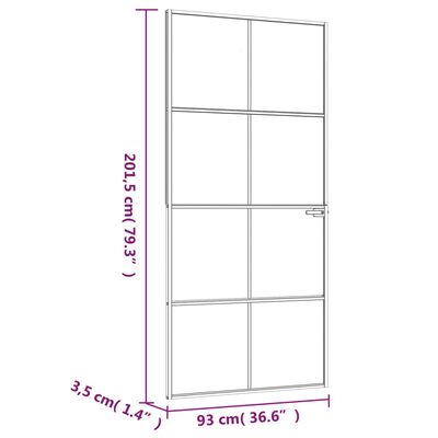 vidaXL Vnútorné dvere biele 93x201,5 cm tvrdené sklo a hliník úzke