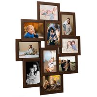 vidaXL Kolážový fotorámik na 10 fotiek (10x15 cm) tmavohnedý MDF