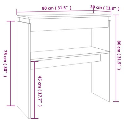 vidaXL Konzolový stolík hnedý dub 80x30x80 cm spracované drevo