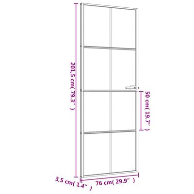 vidaXL Vnútorné dvere tenké čierne 76x201,5 cm tvrdené sklo a hliník