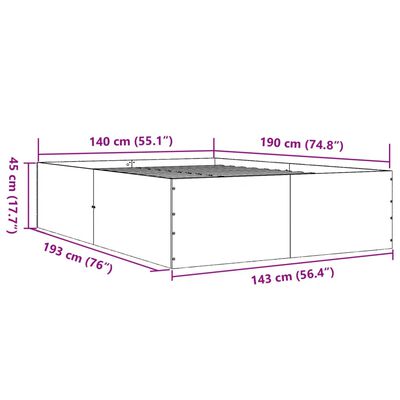 vidaXL Posteľný rám dymový dub 140x190 cm borovicový masív