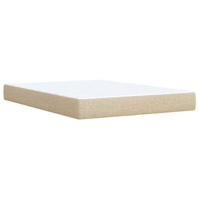 vidaXL Posteľný rám boxspring s matracom krémový 160x200 cm látka