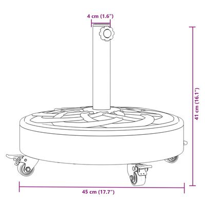 vidaXL Podstavec pod slnečník s kolesami pre Ø38/48 mm tyče 27 kg kruh