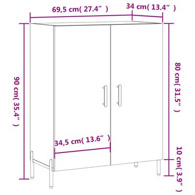 vidaXL Komoda lesklá biela 69,5x34x90 cm spracované drevo