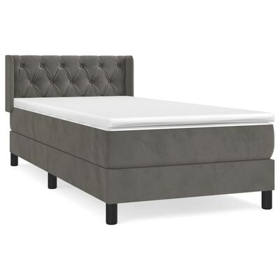 vidaXL Posteľný rám boxspring s matracom tmavosivý 80x200 cm zamat