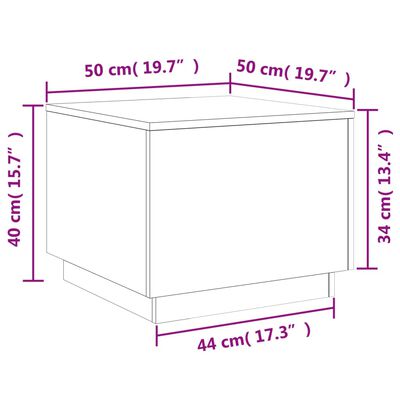 vidaXL Konferenčný stolík s LED svetlami hnedý dub 50x50x40 cm