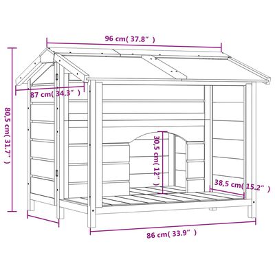 vidaXL Koterec pre psa sivý 96x87x80,5 cm borovicový masív