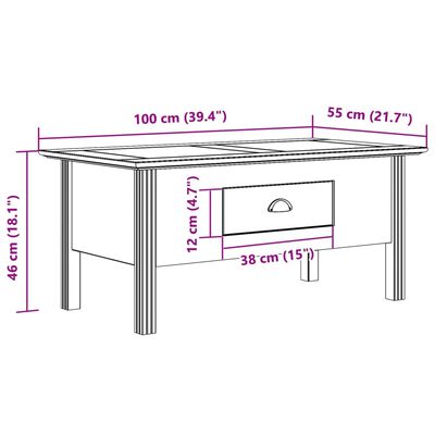 vidaXL Konferenčný stolík BODO biely 100x55x46 cm borovicový masív