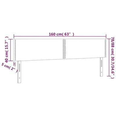 vidaXL Čelo postele s LED ružové 160x5x78/88 cm zamat