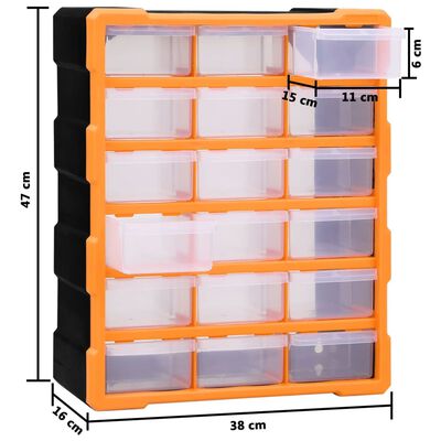 vidaXL Organizér s 18 strednými zásuvkami 38x16x47 cm