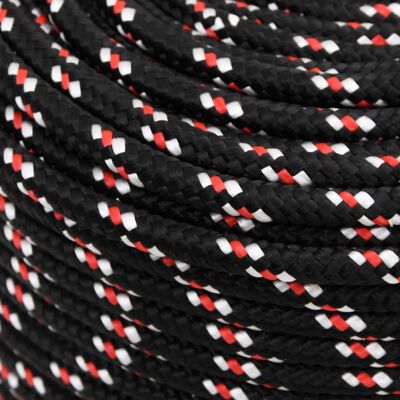 vidaXL Lodné lano čierne 10 mm 100 m polypropylén