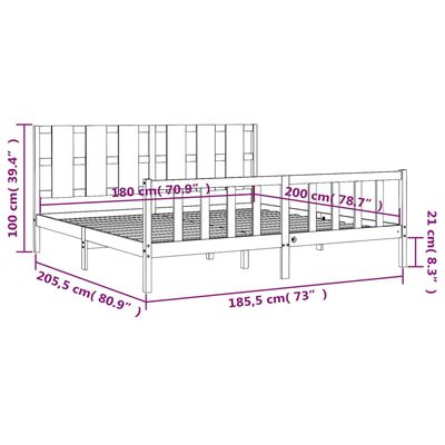 vidaXL Rám postele s čelom biely 180x200 cm masívne drevo