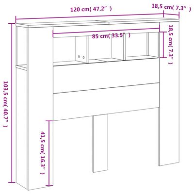 vidaXL Čelo s LED dub sonoma 120x18,5x103,5 cm kompozitné drevo