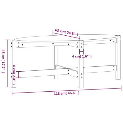 vidaXL Konferenčný stolík 118x63x45 cm borovicový masív