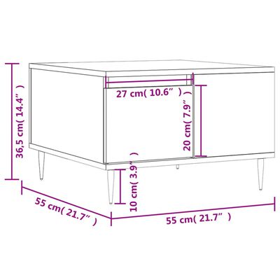 vidaXL Konferenčný stolík dub sonoma 55x55x36,5 cm spracované drevo